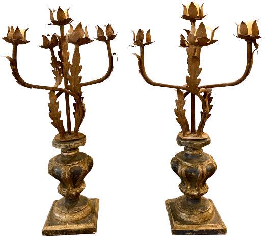 Pair Italian & Metal 5 Light Candelabra (1 of 8)