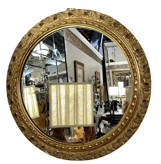Round Gold Gilt Wood Mirror (1 of 6)