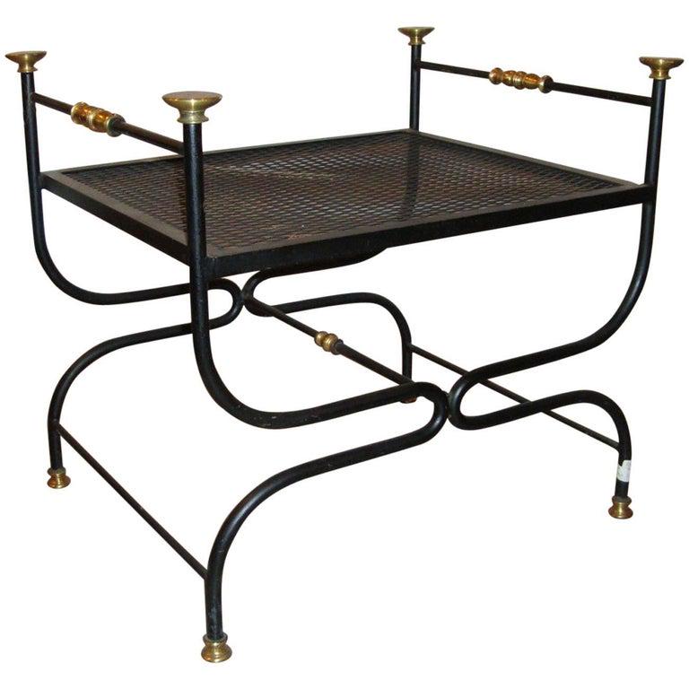 Jansen Style Savonarola Brass and Iron Bench (1 of 10)