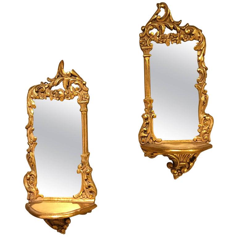 Pair of Italian Diminutive Gilt wood Mirror Back (1 of 10)