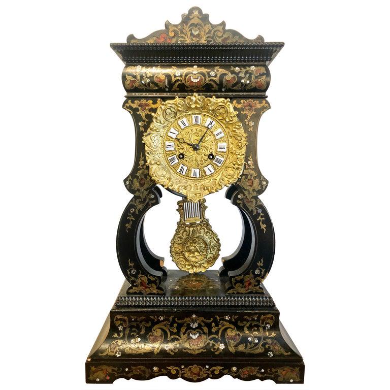 19th C. Mantle, Table Clock Louis Philippe Ebony (1 of 15)