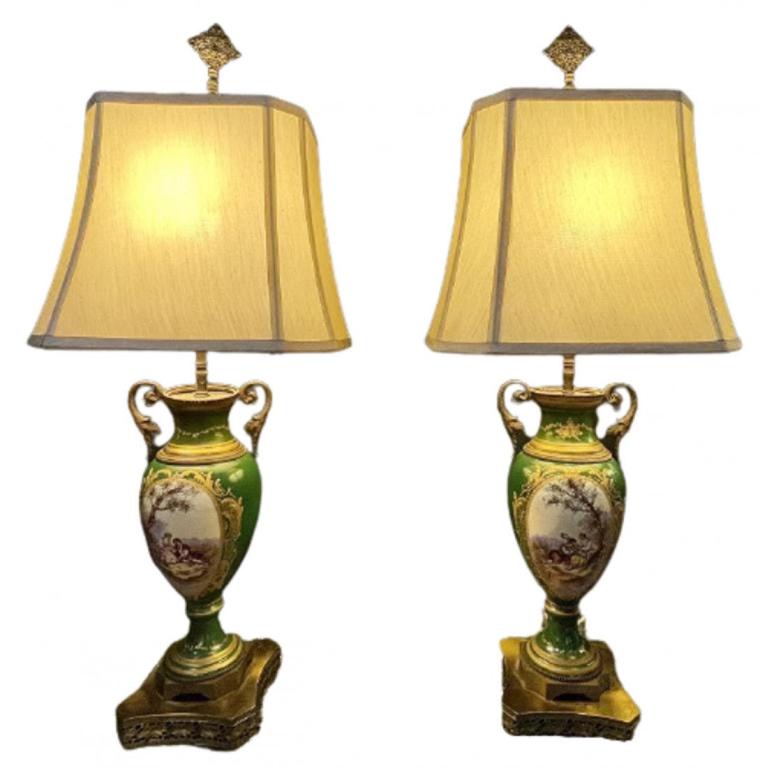 Pair of Sevres Style Table Lamp Signed (1 of 12)
