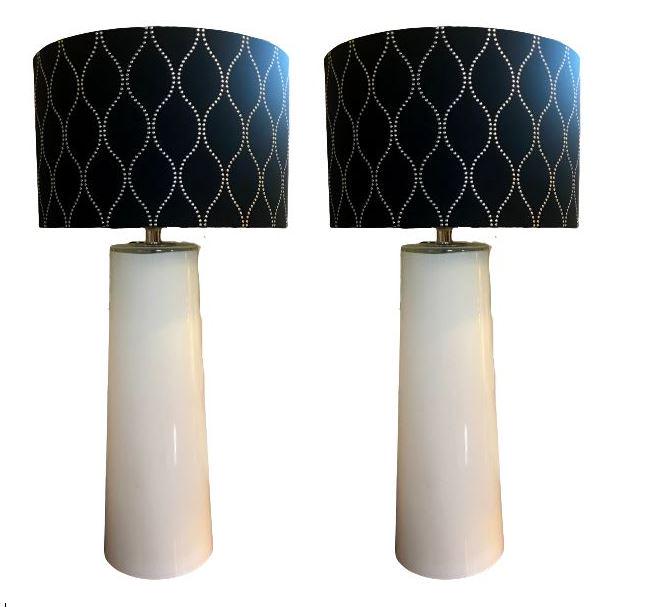 Pair of Mid Century Mod Milk Glass Lamps (1 of 7)