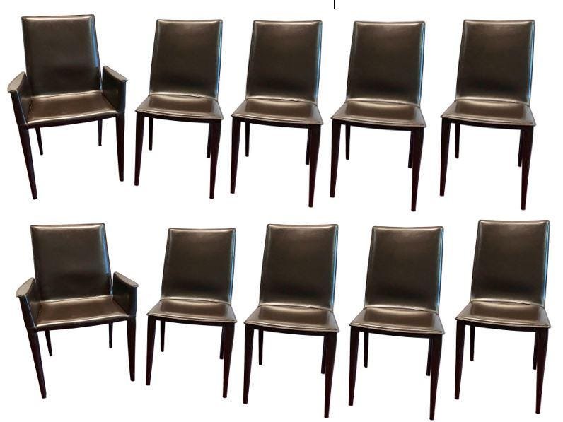 *UPDATED* 8 Frag Italian Leather Dining Chairs Marchio (1 of 10)