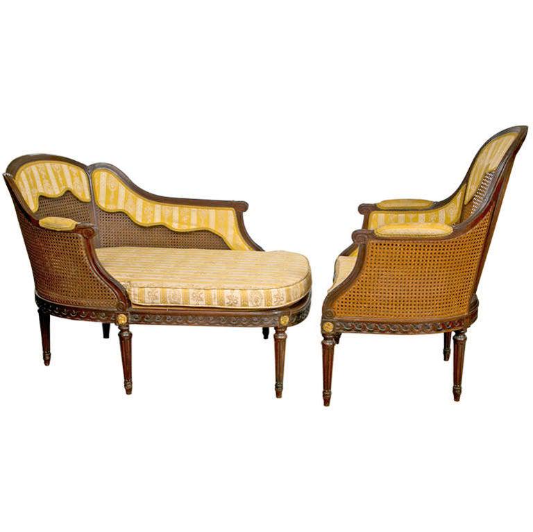 French Louis XIV Style Two-Piece Chaise Lounge (1 of 10)
