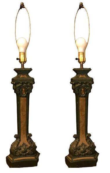 Pair of Italian Style Column Lamps (1 of 9)