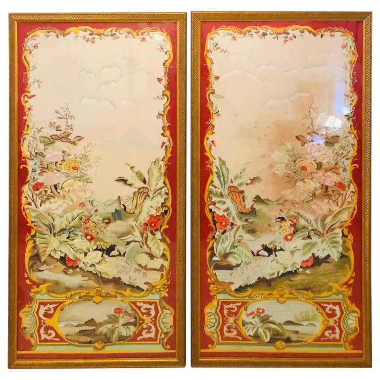 Pair of Oriental Painted Silk Panels (429-500) (1 of 6)