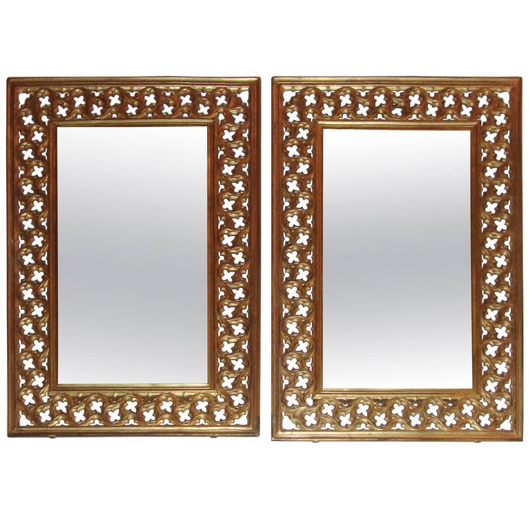 Pair of Hollywood Regency Style Brass Mirrors (1 of 4)
