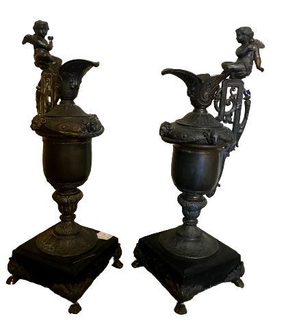 Pair of Bronze Ewers Depicting Cherubs (1 of 7)
