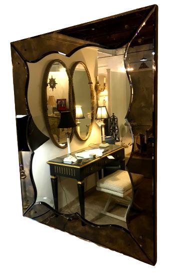 Art Deco Style Smokey Framed Mirror (1 of 11)