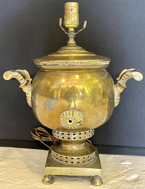19th Century Brass Samovar Table Lamp (1 of 10)