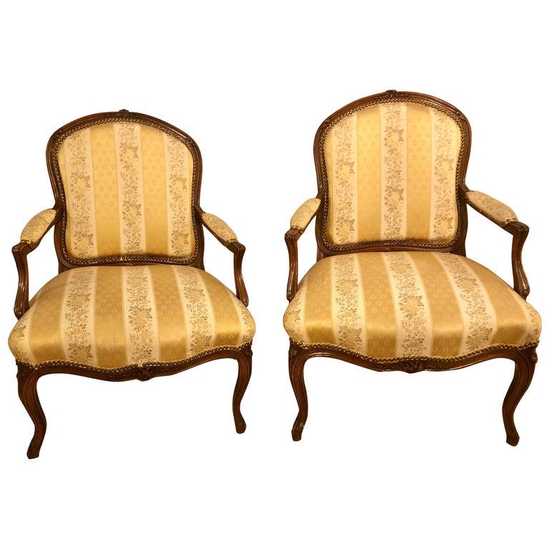 Pair Walnut Arm-Chairs Bergere Chairs (1 of 12)