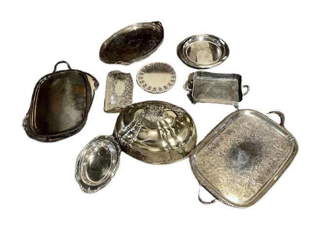 9 Piece Collection of Silver Plate (1 of 2)