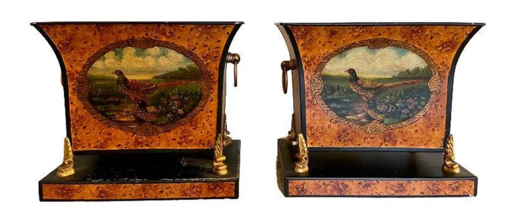 Pair of Paint Decorated Cache Pots (1 of 4)