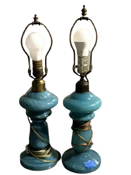 Pair of Murano Blue Glass Table Lamps 1930s (1 of 1)