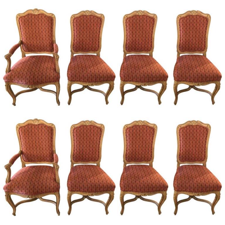 Set of Eight Maison Dining Chairs Louis XV Style (1 of 9)
