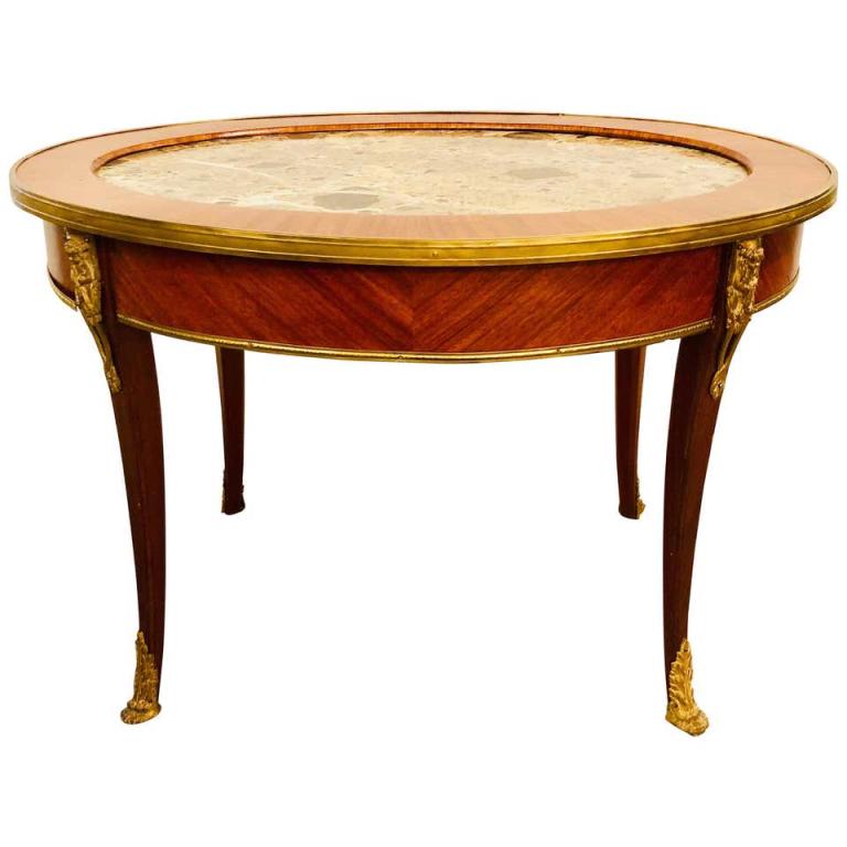 French Coffee or Low Table Walnut and Marble (1 of 9)