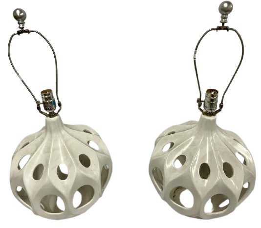 Pair of White Ceramic Table Lamps (1 of 8)