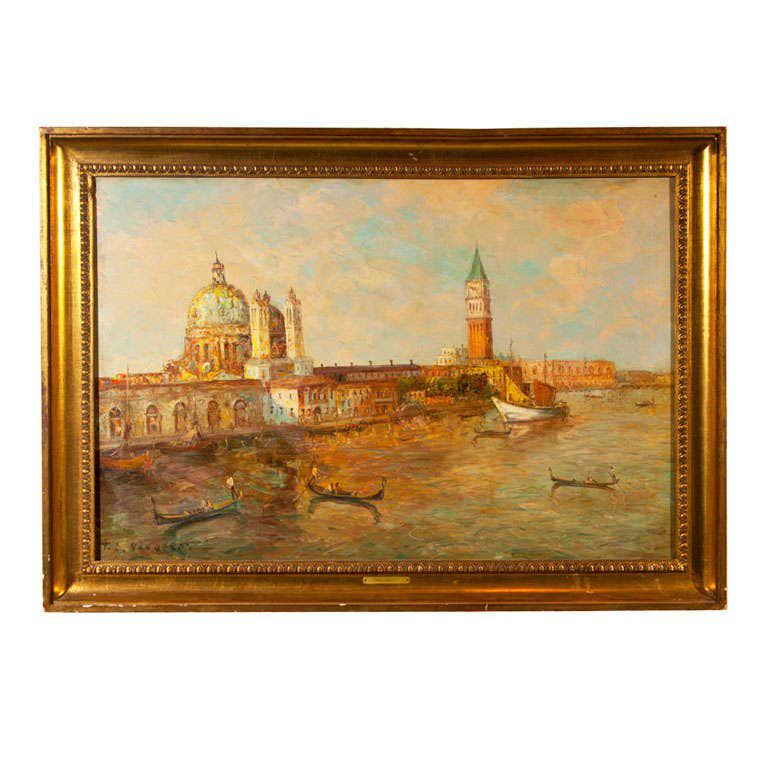 Oil Painting of Venice Harbor by T L Novaretti (1 of 8)
