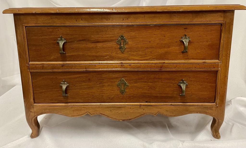 Small French Country Commode Salesmen Sampler: Charming Small French Country Commode With One Drawer and Brass Hardware. 22" W x 11'.5' x 14'.5'H