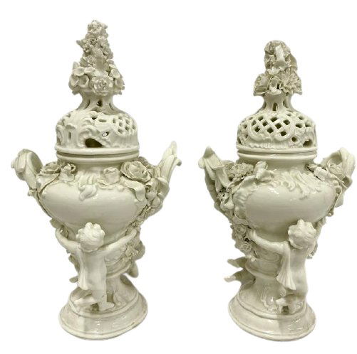 19th Century Pair Of Meissen Blanc De Chine Vases (1 of 10)