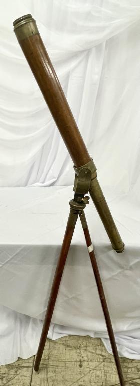 19th Century Wood and Brass Telescope on Tripod (1 of 10)