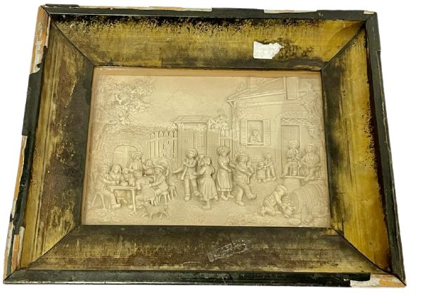 German Salt Gaze Pottery Plaque: Sold as is. 14.5" W x 11" D x 15" H