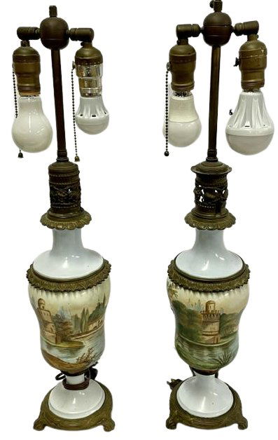 Pair Italian Porcelain Table Lamps (1 of 6)