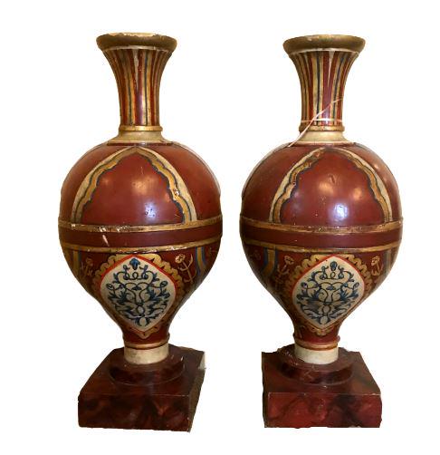 Pair of 19th Century Paint Wood Half Urns (1 of 13)