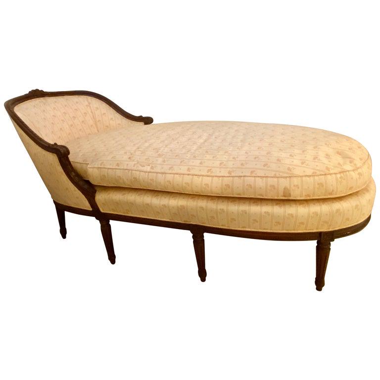 French Louis XVI Style Walnut Frame Chaise (1 of 14)