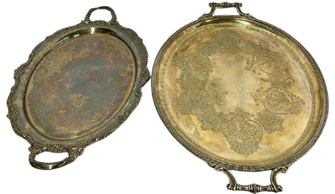 Two Large Silverplate Silver Trays (1 of 10)