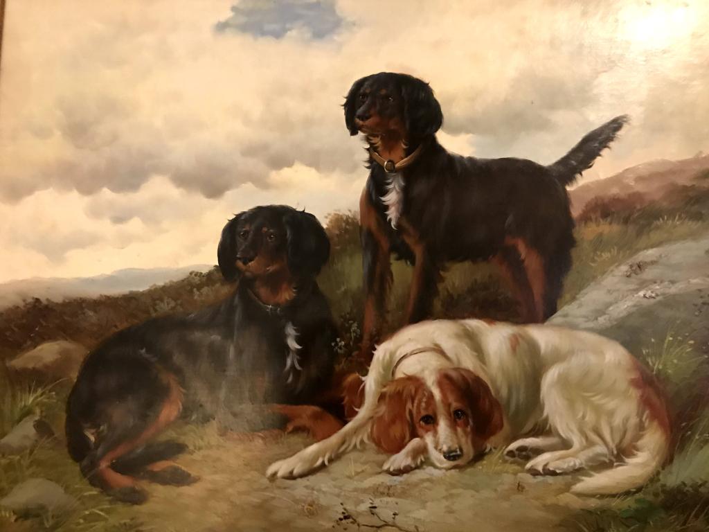 3 Dogs Oil on Board Signed Lower Left. (1 of 10)