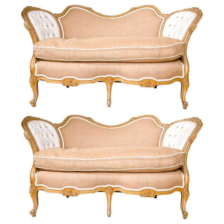 Pair of Carved Louis XV Style Canape Settees (1 of 7)