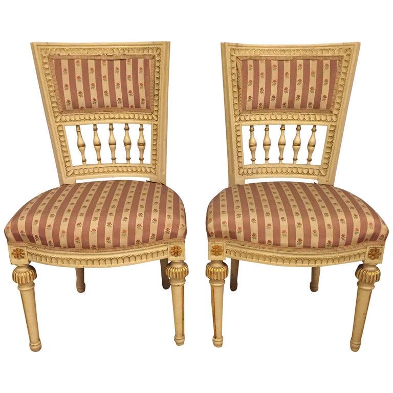 Pair of Paint Decorated Jansen Style Side Chairs (1 of 9)