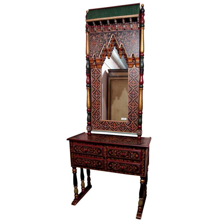 Indian Folk Art Style Mirror with Matching Console (1 of 11)