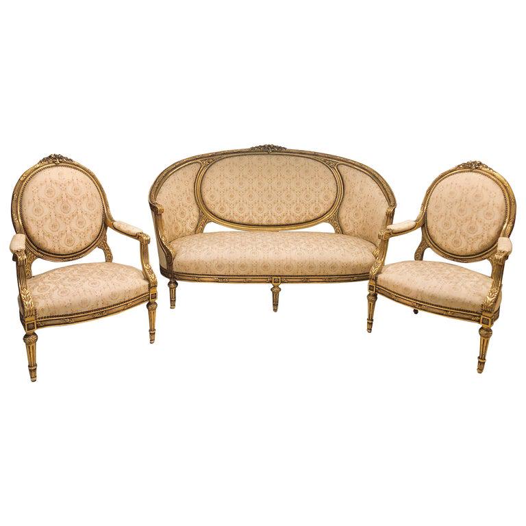 Louis XVI Style Cameo Back Sofa Settee & Armchairs (1 of 15)