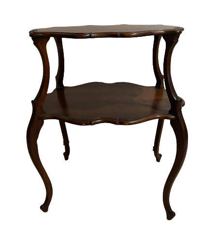 Two Tied Table: In great condition. (From a 330 Central Park West Estate) Slight wobbly. 28.5" w x 17" d x 32.5"h