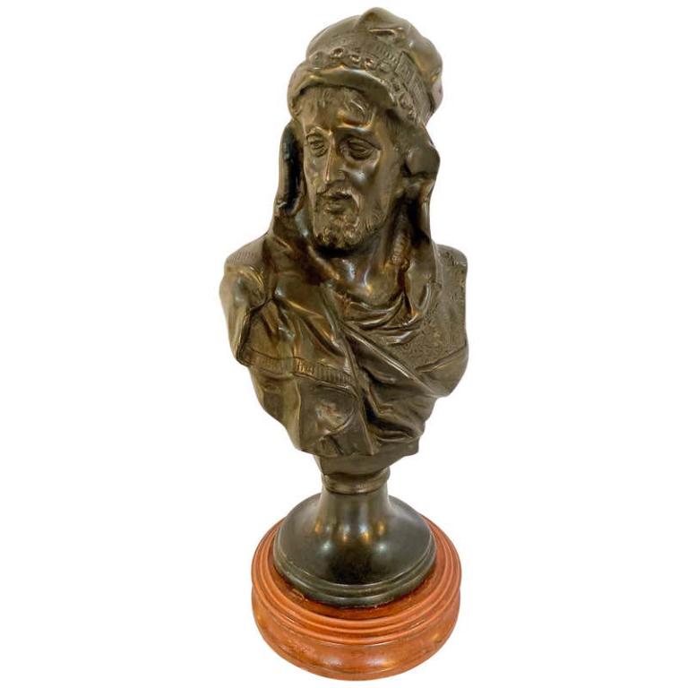 Bronze Bust of an Arabian Man on Marble Plinth (1 of 6)
