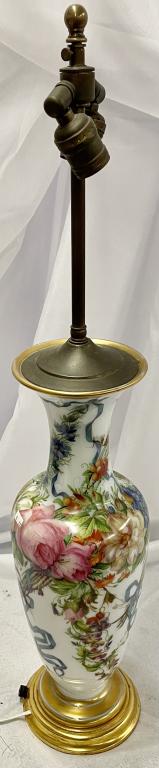 Hand Painted Victorian Opaline Vase Table Lamp (1 of 12)