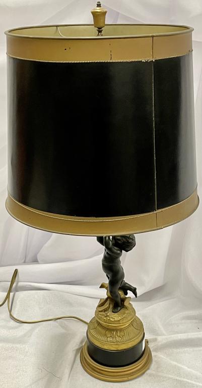 French Bronze Cast Cherub Table Lamp (1 of 9)