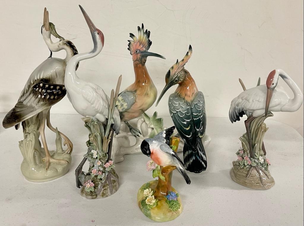 Royal Dux, Staffordshire and Llardo Birds Figurines: Staffordshire signed Jones and LLardo 11 x 3 x 6