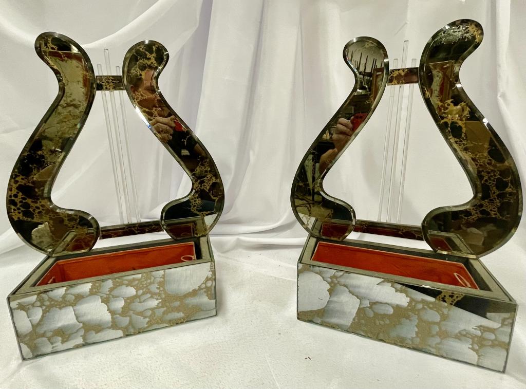 Pair of Italian Eglomise Wall Planters: Pair of Italian Eglomise Wall Planters in Excellent Condition,Very Decorative for that Prefect Window Seat or Terrace 10.5'W x 4.5'D x 17'H