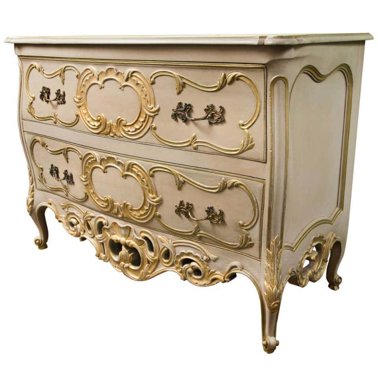 French Bombe Commode Creme Peinte And Parcel Gilt (1 of 10)