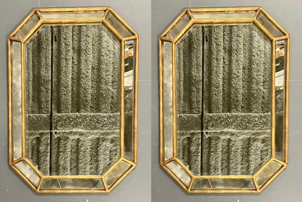 Pair of Hollywood Regency Octagonal Mirrors 455-27 (1 of 6)