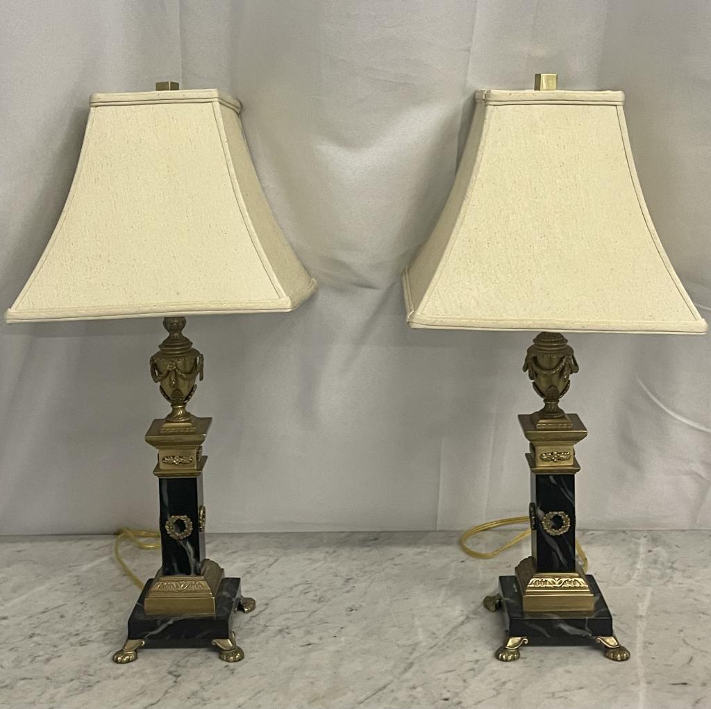 Pair marble and bronze Table Lamps 455-83 (1 of 3)