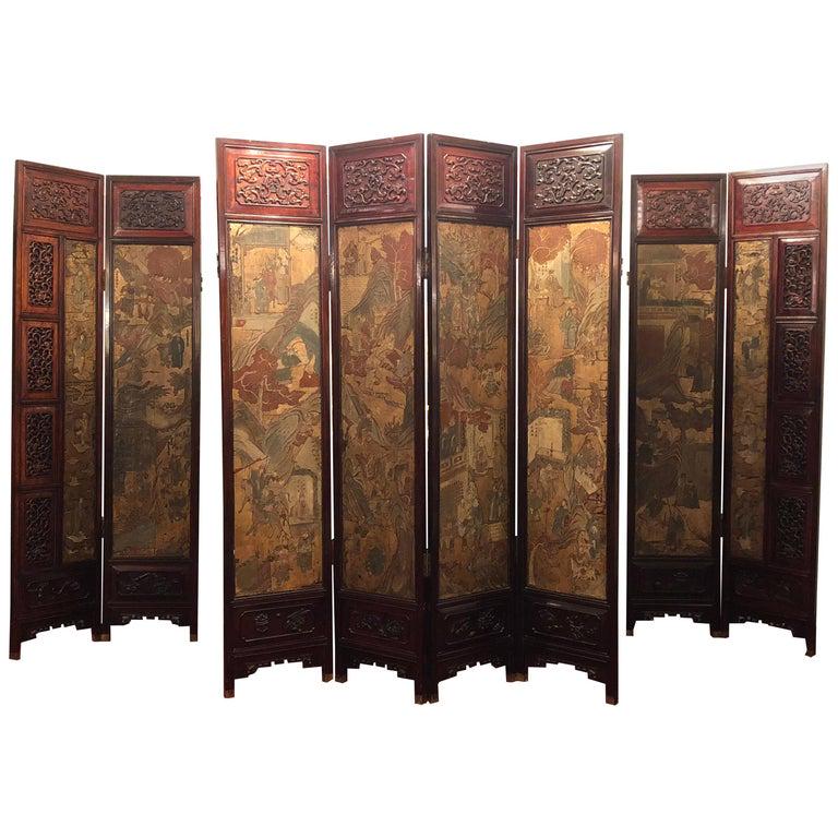 Unusual Eight Panel Chinese Coromandel Screen (101-Roslyn19) (1 of 16)