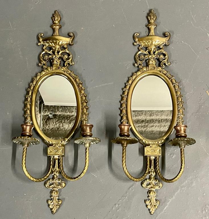 Pair Mirror Bronze Wall Sconces (1 of 6)