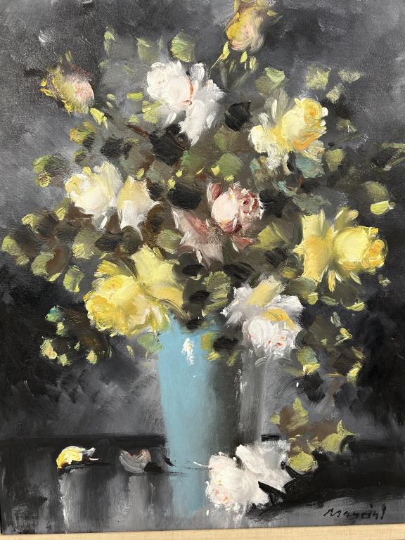 Signed, Large Scale Floral Still Life of Roses (1 of 7)