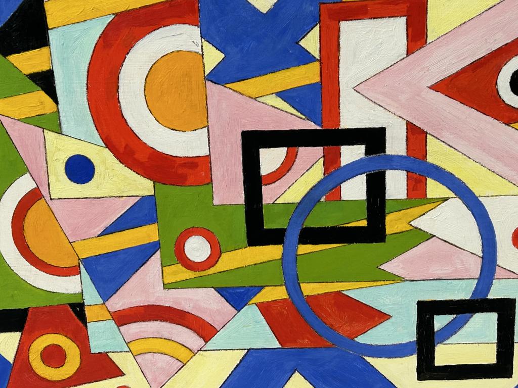 Norman D Thomas, "Odds and Ends" Abstract Painting Mid Cent Mod (1 of 5)