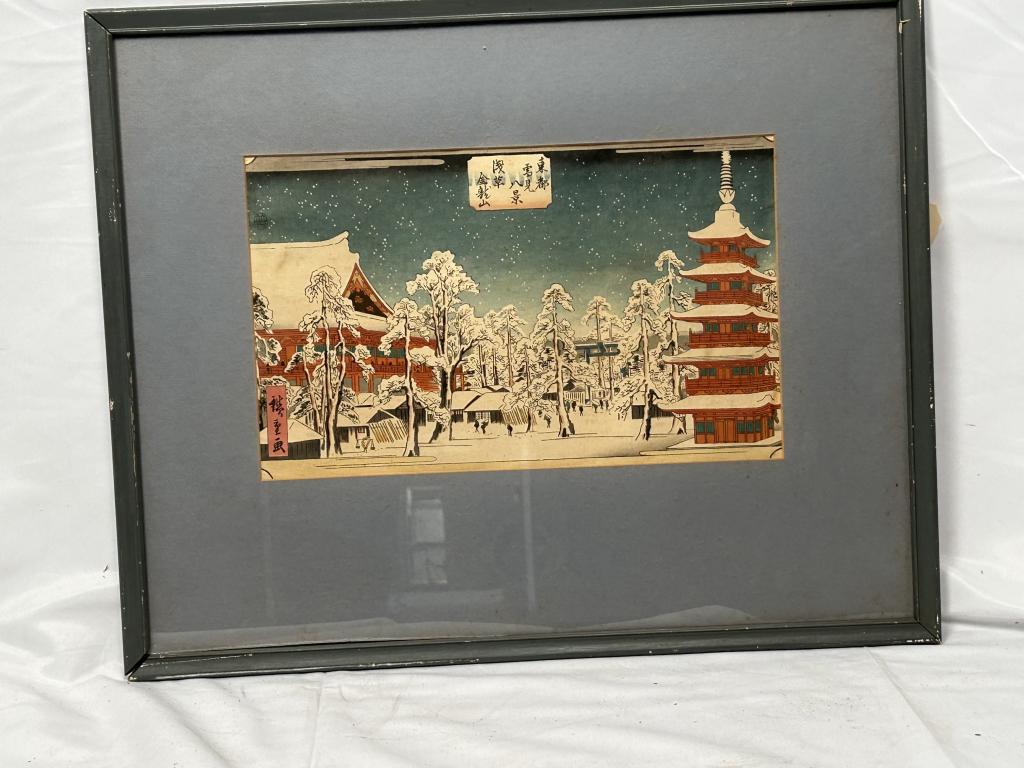 Keisai Eisen, Snow Scene at Sensô-ji Temple Print (1 of 8)